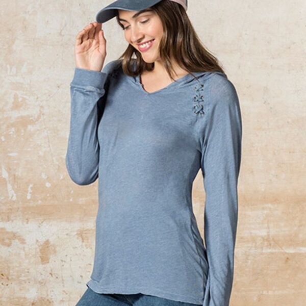 Women's Lace Shoulder Hooded T-Shirt Thumbnail