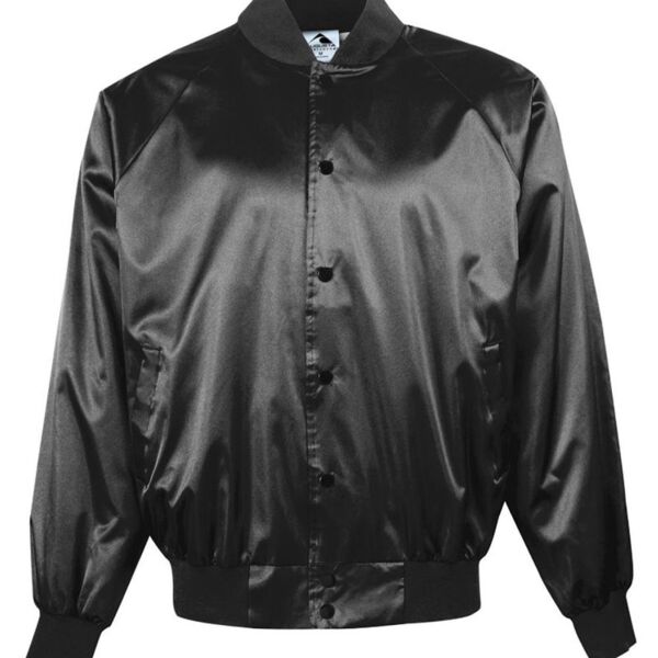 Satin Baseball Jacket with Solid Trim Thumbnail